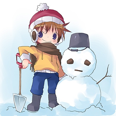雪だるまと男の子