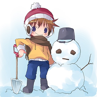 雪だるまと男の子