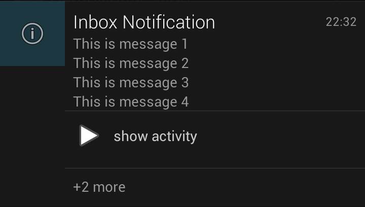 Android 4.1 Jelly Bean Notification.InboxStyle