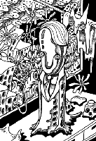 机上の人
