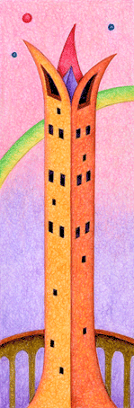 建物のイラスト 「開く塔」