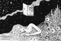 モノクロームイラスト（ペン画） - 永遠の眠り