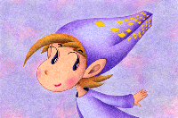 キッズを描いたイラスト（色鉛筆画） 建物の精の子供