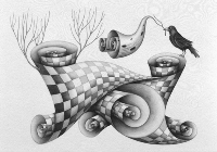 モノクロームイラスト（鉛筆画） - 烏