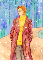 レディースイラスト - 雪の散歩道