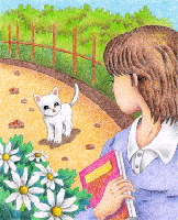 ［動物イラスト - ついてきた子猫］ 