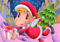 ［クリスマス・イラスト - 天使からの贈り物］ 