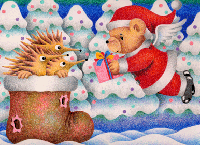 クリスマス・イラスト - ハリネズミ兄弟への贈り物