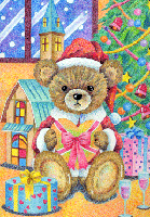 クリスマス・イラスト - テディベアのクリスマスプレゼント