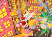 ［クリスマス・イラスト - 都会に舞い降りたサンタ］ 