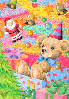 クリスマス・イラスト - 贈り物のテディベア