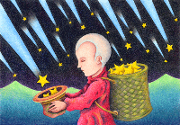 ファンタジーイラスト - 「星を採る人」