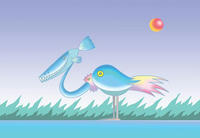 シンプル系メルヘンイラスト - 「サカナ顔の鳥」