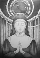 モノクロームイラスト（鉛筆画） - 「願い」
