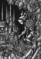 モノクロームイラスト（鉛筆画） - 「鋼鉄都市の防人」
