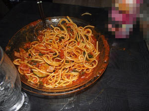ズッキーニとほうれん草のミートソーススパゲティ