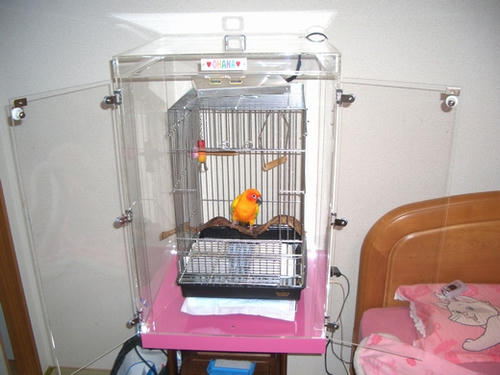 インコ、オウムなど鳥かごのカバー用アクリルケース保温・防音・脂粉対策