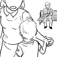 一緒に遊んであげようか？…む、母親がすかさず連れて帰ってしまった…