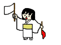 旗を揚げるいきなりきな粉ちゃん
