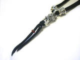 GODSIZE LEATHER NECKLACE 2 BEADS WOLF　ゴッドサイズ　レザーネックレス　２　ビーズ　ウルフ－１
