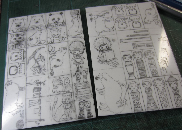 本にまつわる消しゴムはんこ』を、主に作った‥つもり‥です