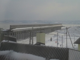 40稚内　ホテルおかべ汐彩亭　客室の窓から見た北港防波堤ドーム