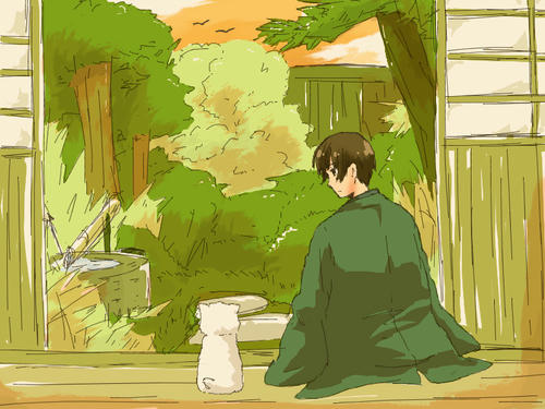 菊の隣にいるのは、ぽち君です。