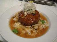 サーモンのミンチ入り飛龍頭のあんかけご飯