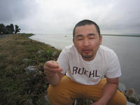 釣り上げたリュウ君