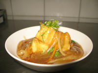 揚げ豆腐の野菜あんかけ