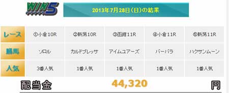 パーフェクトWIN5の結果