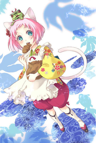 コミティアで配布したはがき。創作猫娘