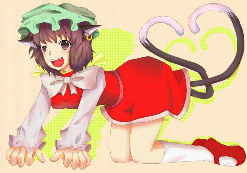 にゃーん。妖々夢で橙は神主絵で屈指のかわいさを誇ると思う