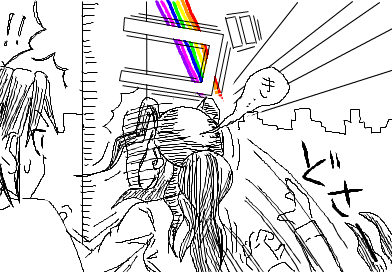 ひかり：き…（ゴッ！電柱にぶつかり倒れる）　 陽子：！！