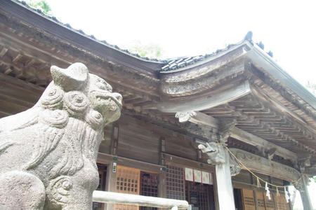 狛犬と拝殿