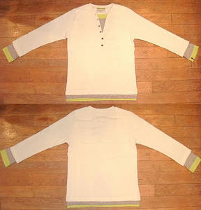 ミニウラケ L/S レイヤード ヘンリーネックTシャツ White