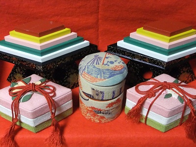 縮緬細工のひし餅とお重