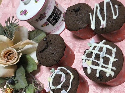 バレンタインのチョコカップケーキ