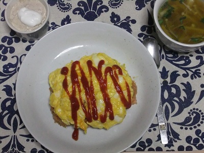 息子作オムライス②