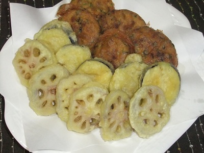 納豆のげんこつ揚げ＆茄子と蓮根の天ぷら