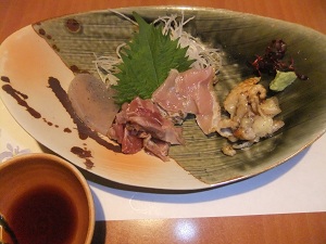 炭火焼コースとフルコースのお刺身