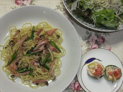 アスパラとベーコンのペペロンチーノ