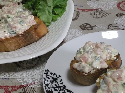 鮭と鮪のタルタルオープンサンド