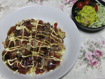 お好み焼き＆かぼちゃのサラダ