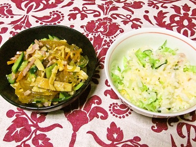 中華春雨とライスサラダ