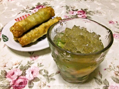 オクラと海老のゼリー寄せ