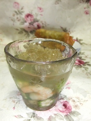 オクラと海老のゼリー寄せ