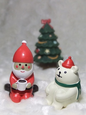 お座りサンタ＆クマ