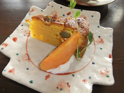 デザートのかぼちゃのケーキ