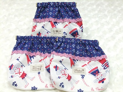 パックンポーチ　白×紺